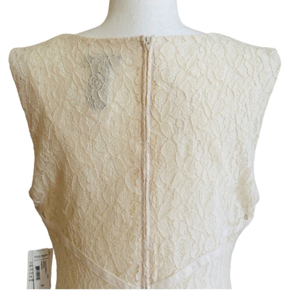 Bisou Bisou Dress Cream Floral Lace Overlay Ribbon Sleeveless Mini Size 14 NEW - Picture 5 of 12
